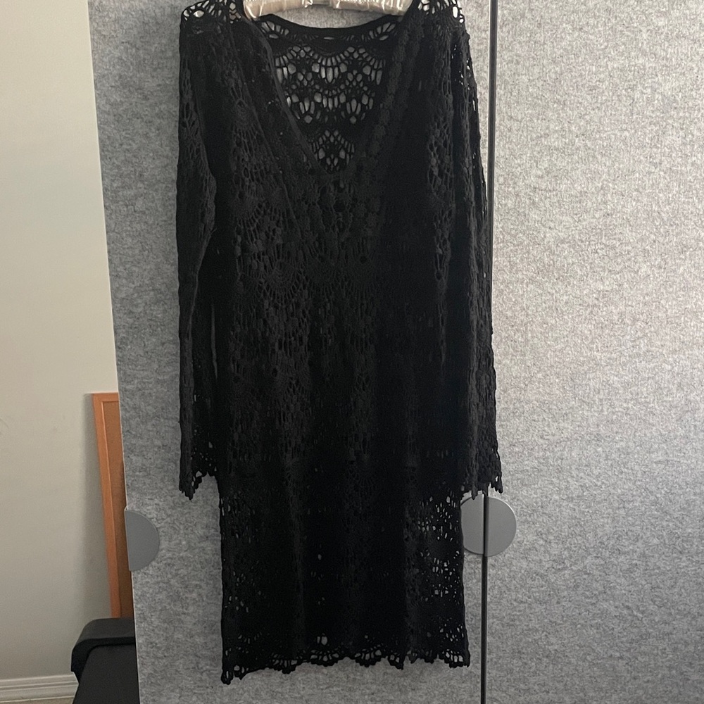 Boho Elegant Black Crochet Dress